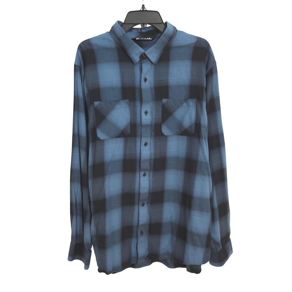 Travis Mathew Cloud Flannel Plaid Button Down Shirt Mens XXL Blue Black 1MZ383
